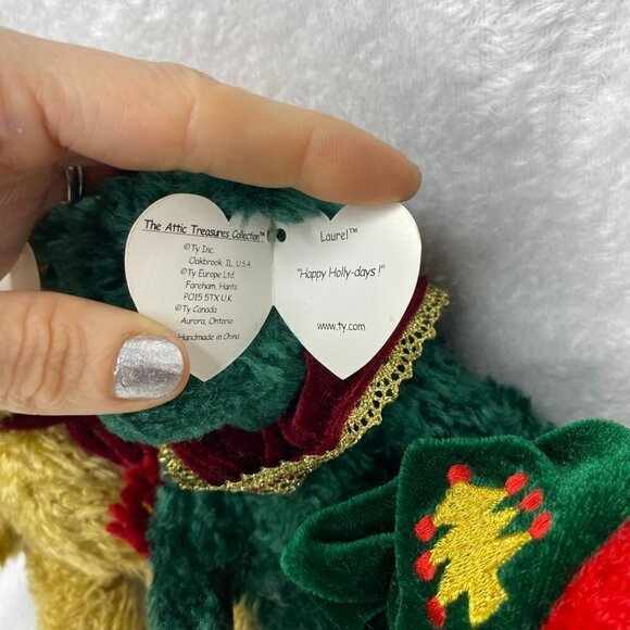 TY Attic Treasures Christmas Bear Lot of 4 - Peppermint, Laurel, Jangle,  Spruce - Picture 3 of 10